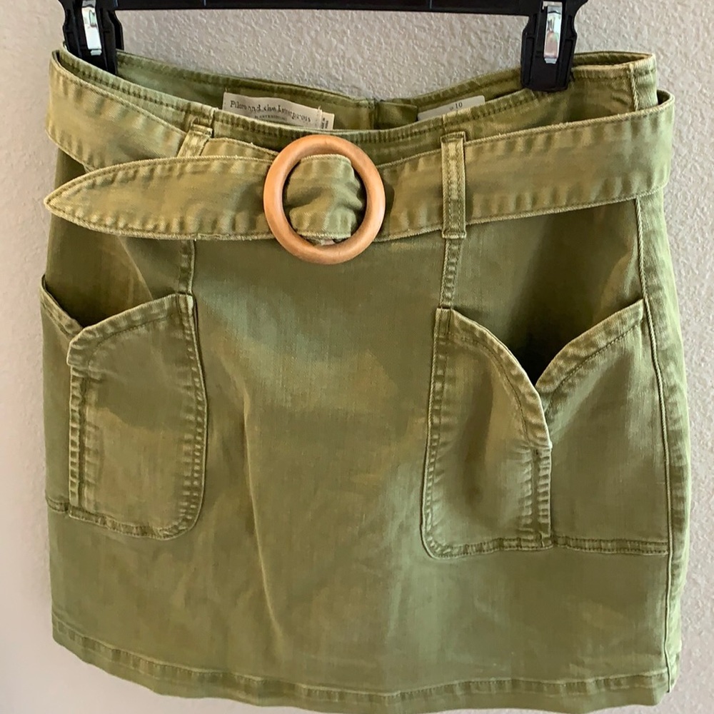 Anthropologie green denim skirt